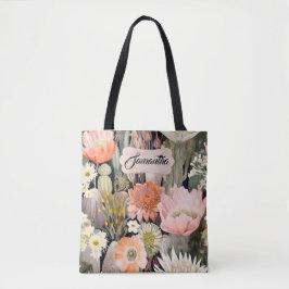 Boho Wasserfarbe Rosa, Pfirsichkaktus, Blüte Tasche