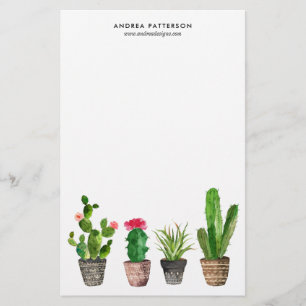 Boho-Wasserfarbe-Sukkulenten personalisiert Briefpapier