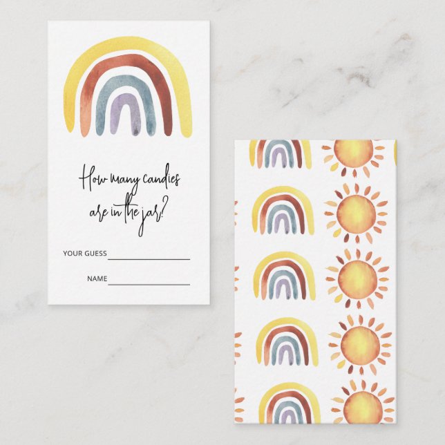 Boho Wasserfarbe Wie viele Bonbons sind im Glas Begleitkarte (Vorne/Hinten)