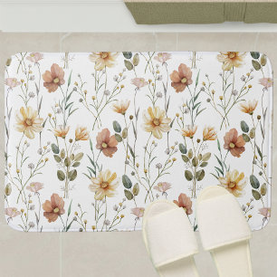 Boho-Wasserfarbe-Wildblume Badematte