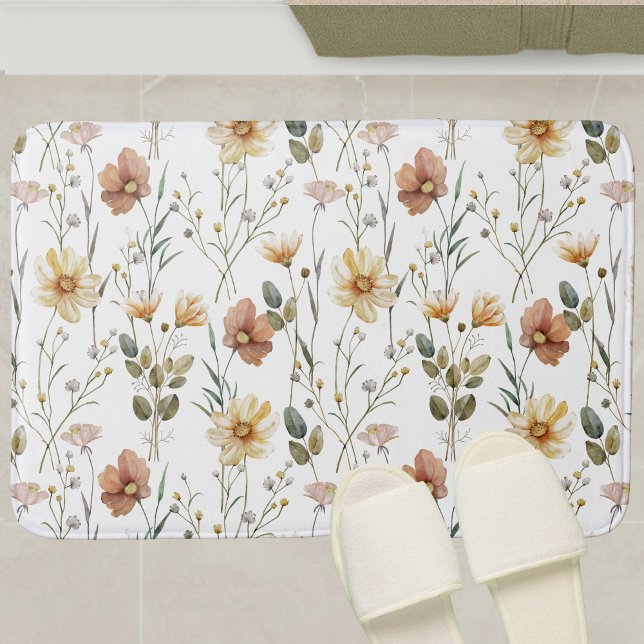 Boho-Wasserfarbe-Wildblume Badematte (Von Creator hochgeladen)