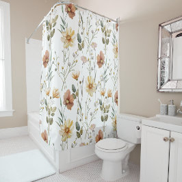 Boho-Wasserfarbe-Wildblume Duschvorhang