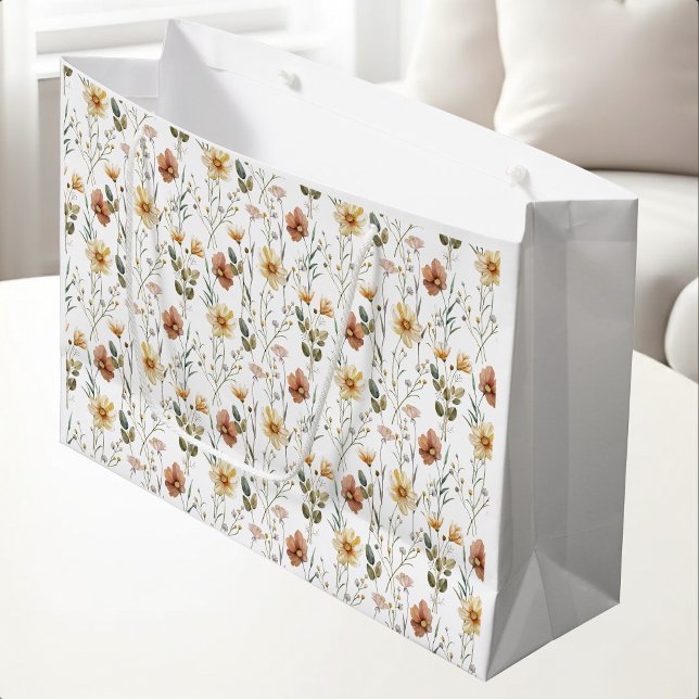 Boho-Wasserfarbe-Wildblume Große Geschenktüte (Von Creator hochgeladen)