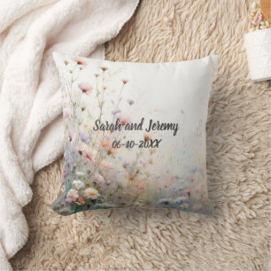 Boho-Wasserfarbe-Wildblumen-Blumen-personalisieren Kissen
