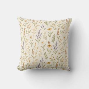 Boho-Wasserfarbe-Wildblumen-Blumenmuster Kissen