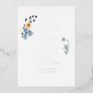 Boho-Wasserfarbe-Wildblumen-Folie-Verlobung Folieneinladung