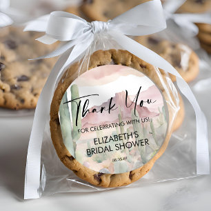 Boho-Wasserfarbe-Wüsten-Natur-Kaktus-Danke Runder Aufkleber