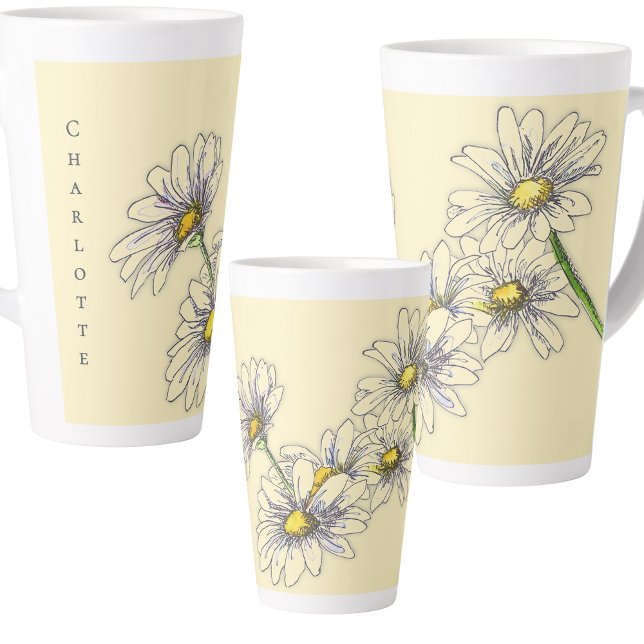 Boho-Wasserfarben-Blumen-Daisy-Weihnachtsgeschenk Milchtasse (Von Creator hochgeladen)