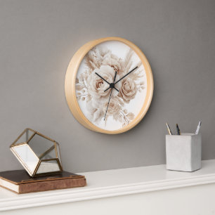 Boho-Wasserfarben-Blumen-Uhr – Elegant & Zeitlos Uhr