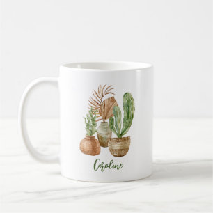 Boho-Wasserfarben-Kaktus-Pampas-Pflanze personalis Kaffeetasse