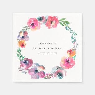 Boho-Wasserfarben-Kranz-Bridal-Shower Serviette