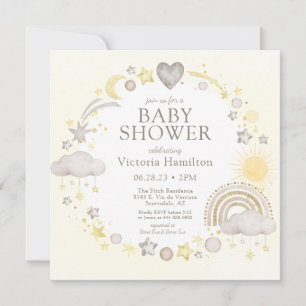 Boho-Wasserfarben-Regenbogen-Baby-Party Einladung