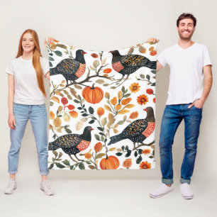 Boho-Wasserfarben-Vögel – Künstlerische Naturinspi Fleecedecke