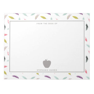 Boho Wasserfarbenfeder Apfellehrer Notizblock