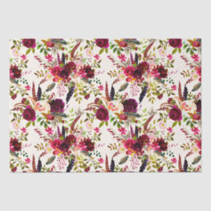 Boho Wasserfarbenfloral, Feathers Tissue Seidenpapier