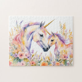 Boho Wasserfarbtender Einhorn und Baby in Blume