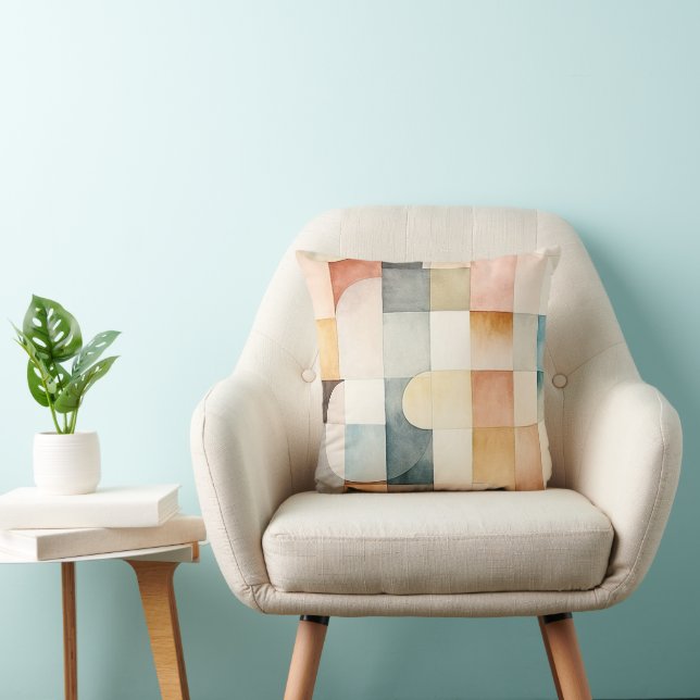 Boho Watercolor Abstrakt Art Kissen (Stuhl )