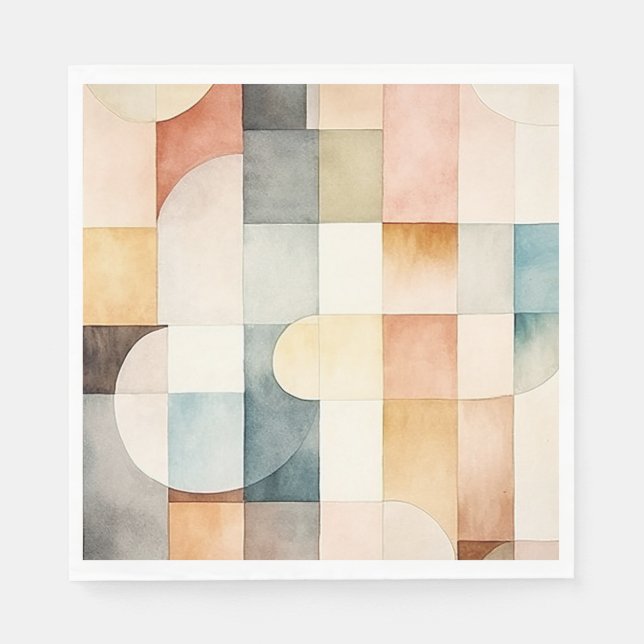 Boho Watercolor Abstrakt Art Serviette (Vorderseite)