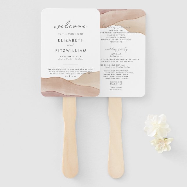 Boho Watercolor Abstrakt | Hochzeitsprogramm Fächer (Vorne und Hinten)