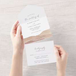 Boho Watercolor Abstrakt Wedding All In One Einladung