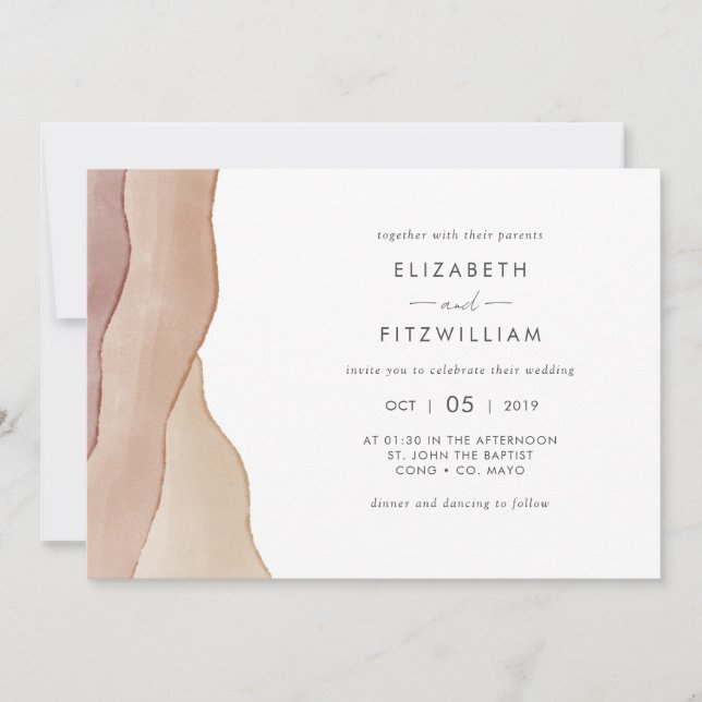 Boho Watercolor Abstrakt Wedding Einladung (Vorderseite)