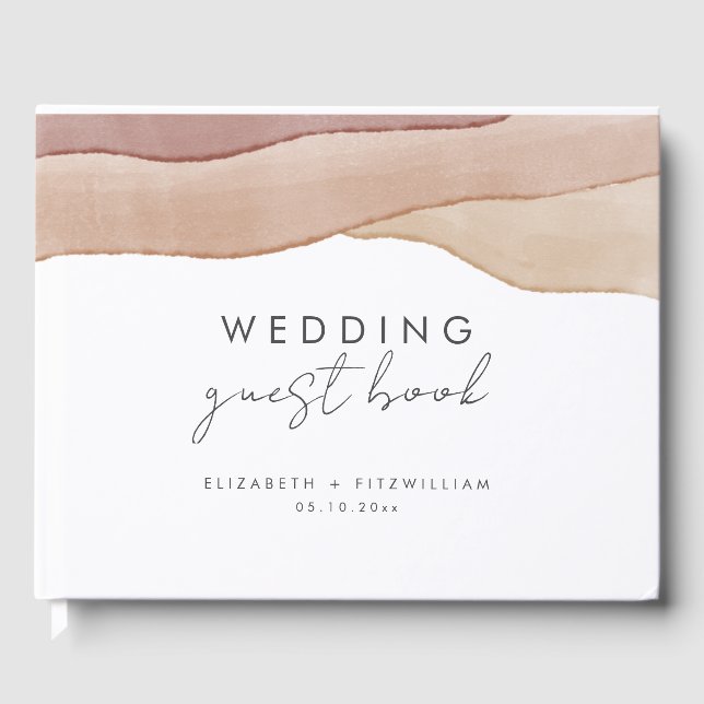 Boho Watercolor Abstrakt Wedding Gästebuch (Vorderseite)