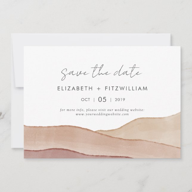 Boho Watercolor Abstrakt Wedding Save The Date (Vorderseite)