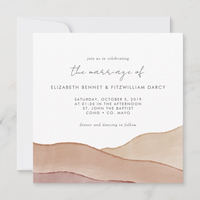 Boho Watercolor Abstrakt Wedding Square Einladung (Vorderseite)