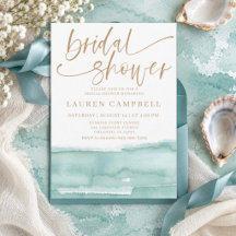Boho Watercolor Aquamarin & Gold Brautparty
