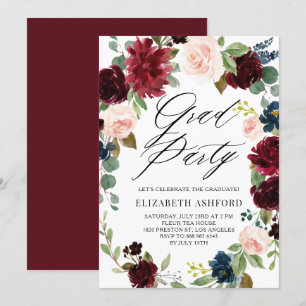 Boho Watercolor Autumn Wreath Graduation Party Einladung