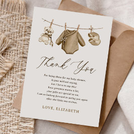 Boho Watercolor Baby Clothes Boy Babydusche Dankeskarte