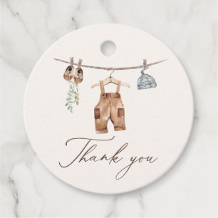 Boho Watercolor Baby Clothes Boy Babydusche Geschenkanhänger