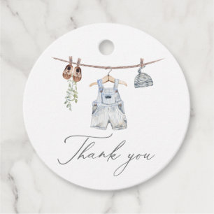 Boho Watercolor Baby Clothes Boy Babydusche Geschenkanhänger
