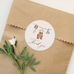 Boho Watercolor Baby Clothes Boy Babydusche Runder Aufkleber