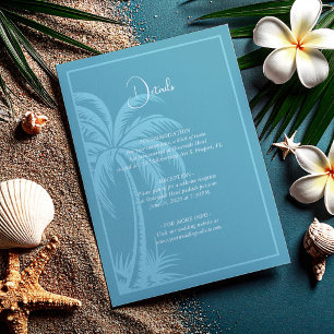Boho Watercolor Beach Palm Trees Hochzeitdetails Begleitkarte