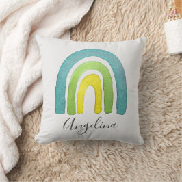 Boho Watercolor Blue Rainbow Kinderzimmer Deco Kissen