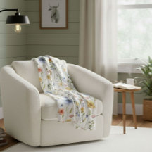 Boho Watercolor Blue Yellow Pink Wildflower