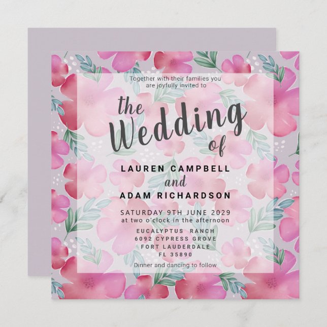 Boho Watercolor Blues Blush Pink Wedding (Vorne/Hinten)