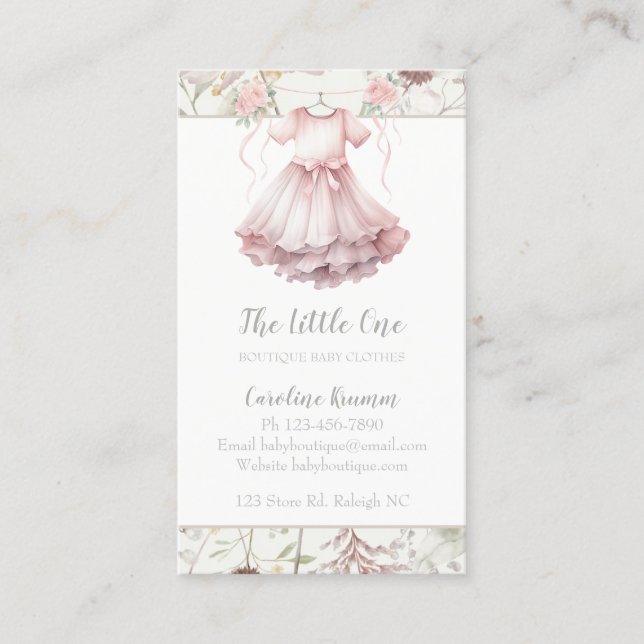 Boho Watercolor Blume Baby Boutique Visitenkarte (Vorderseite)