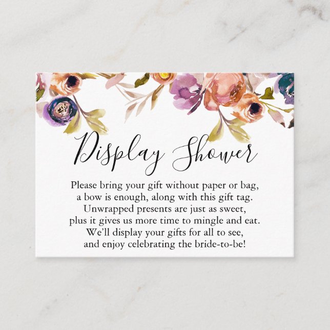 Boho Watercolor Blume No Wrap Brautparty Begleitkarte (Vorderseite)