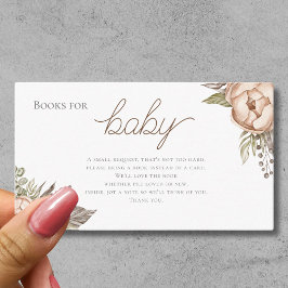 Boho Watercolor Blumenbücher für Babydusche Begleitkarte