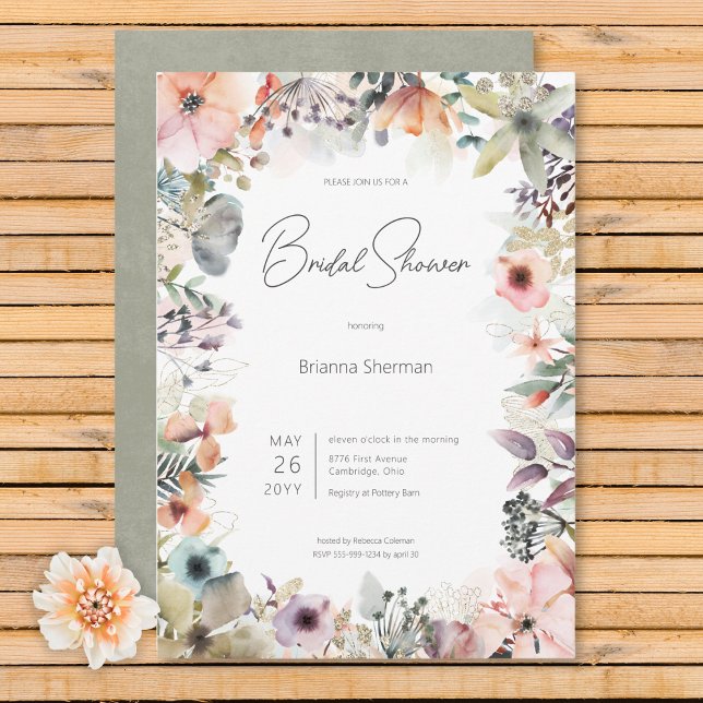 Boho Watercolor Brautparty Einladung (Boho Watercolor Floral Bridal Shower Invitation)
