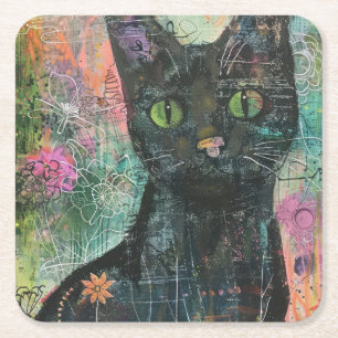 Boho Watercolor Cats - Earthy Feline Art (5) Rechteckiger Pappuntersetzer