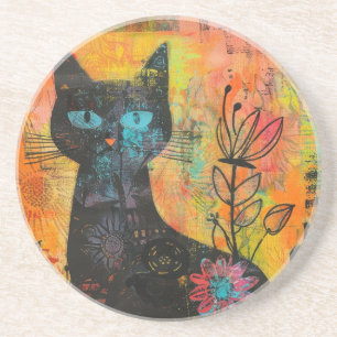Boho Watercolor Cats - Earthy Feline Art (9) Getränkeuntersetzer