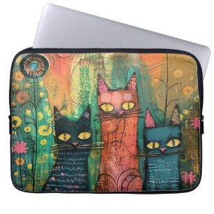 Boho Watercolor Cats - Earthy Feline Art Laptopschutzhülle