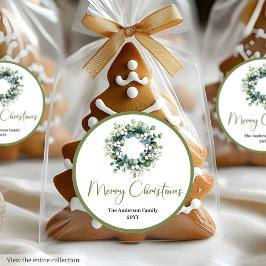 Boho Watercolor Christmas Wreath Gift Sticker