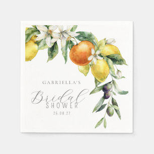 Boho Watercolor Citrus Lemon Orange Brautparty Serviette