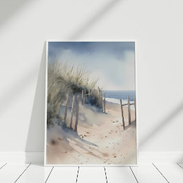 Boho Watercolor Coastal Panorama Art Poster