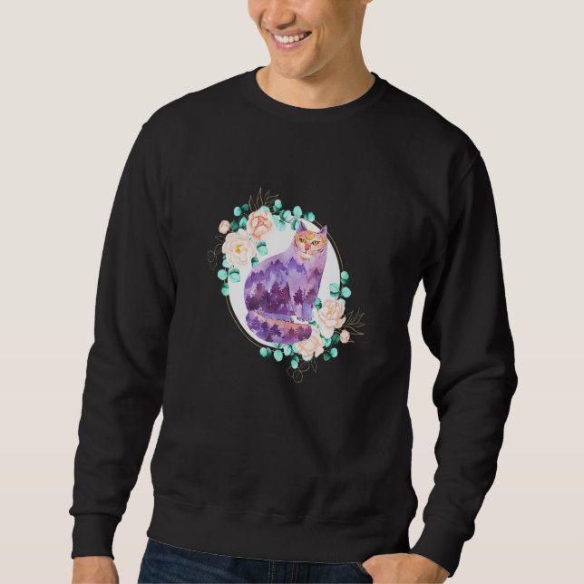 Boho Watercolor Colorful Cat Pets And Animal Sweatshirt (Vorderseite)