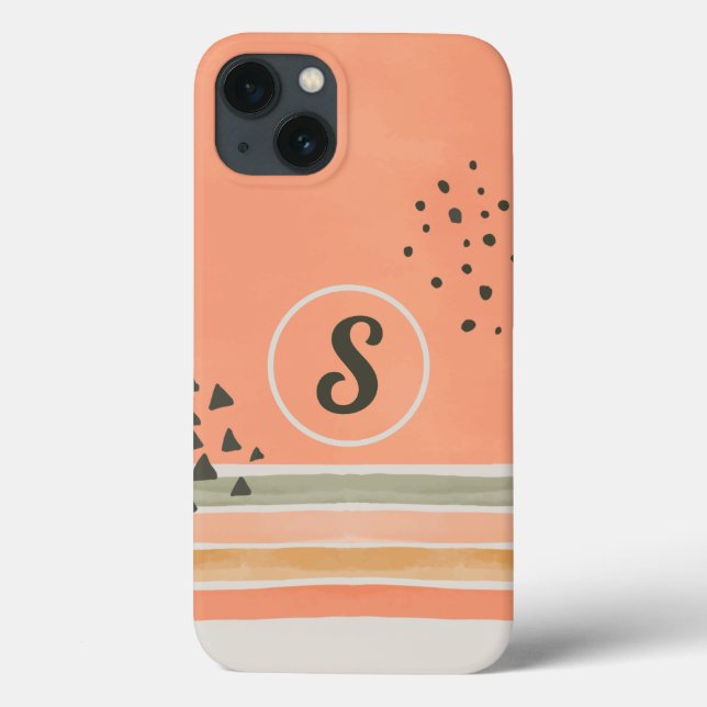 Boho Watercolor Custom Initial iPhone Case (Rückseite)